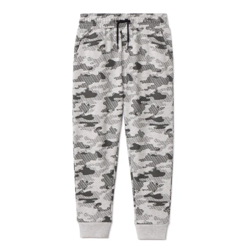Fleece joggingbroek met camouflageprint jongens