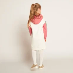Fleecejurk met kap en colourblock effect meisjes