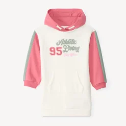 Fleecejurk met kap en colourblock effect meisjes