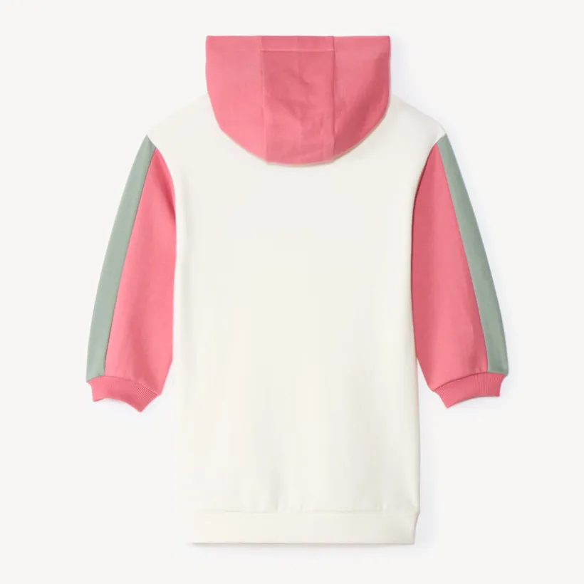 Fleecejurk met kap en colourblock effect meisjes