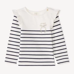 Fleece marine top met ruches meisjes.