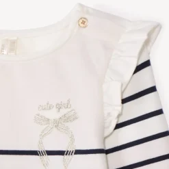 Fleece marine top met ruches meisjes.