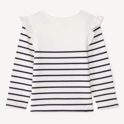 Fleece marine top met ruches meisjes.
