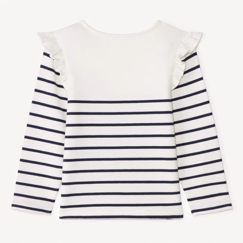 Fleece marine top met ruches meisjes.