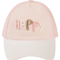 Fleece pet met 3D borduursel "Happy" voor meisjesbaby