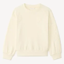 Fleece sweat met geborduurde bloemen meisjes