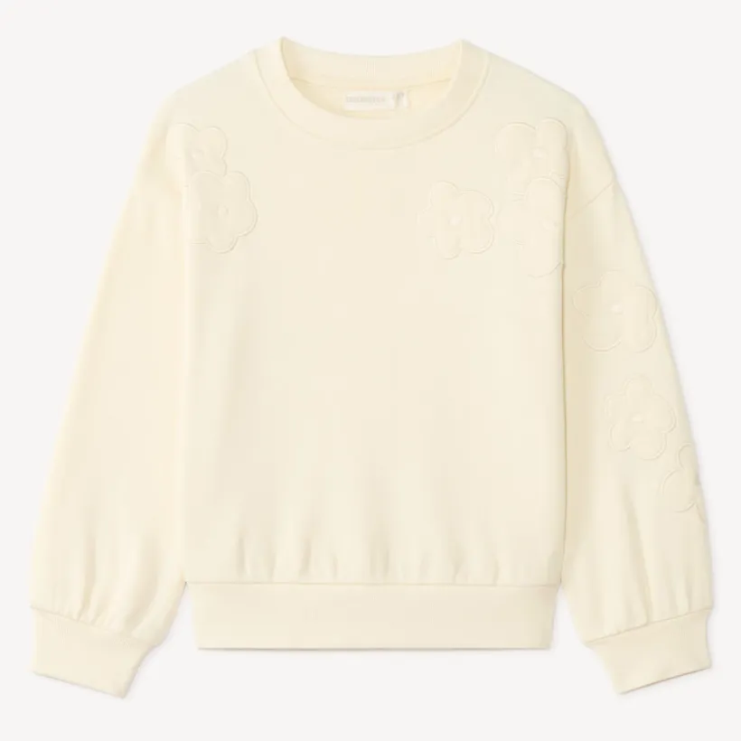 Fleece sweat met geborduurde bloemen meisjes