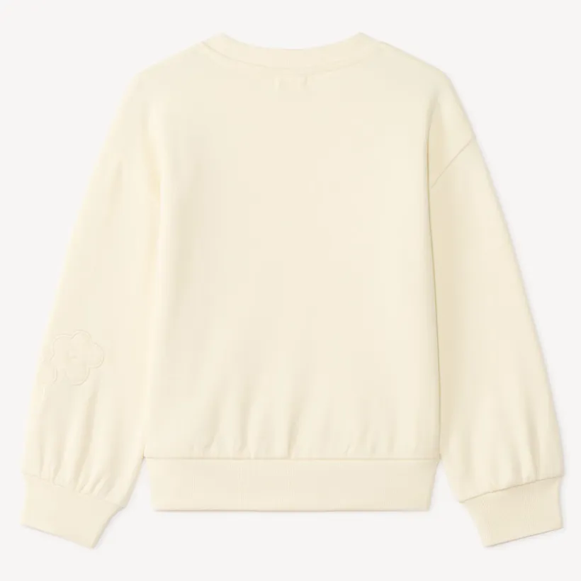 Fleece sweat met geborduurde bloemen meisjes