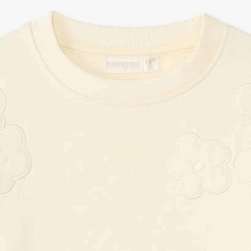 Fleece sweat met geborduurde bloemen meisjes