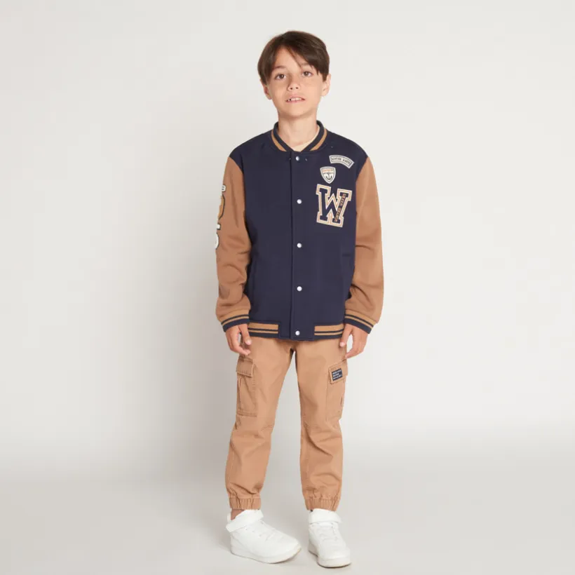 Fleecevest met kap en teddyboord jongens