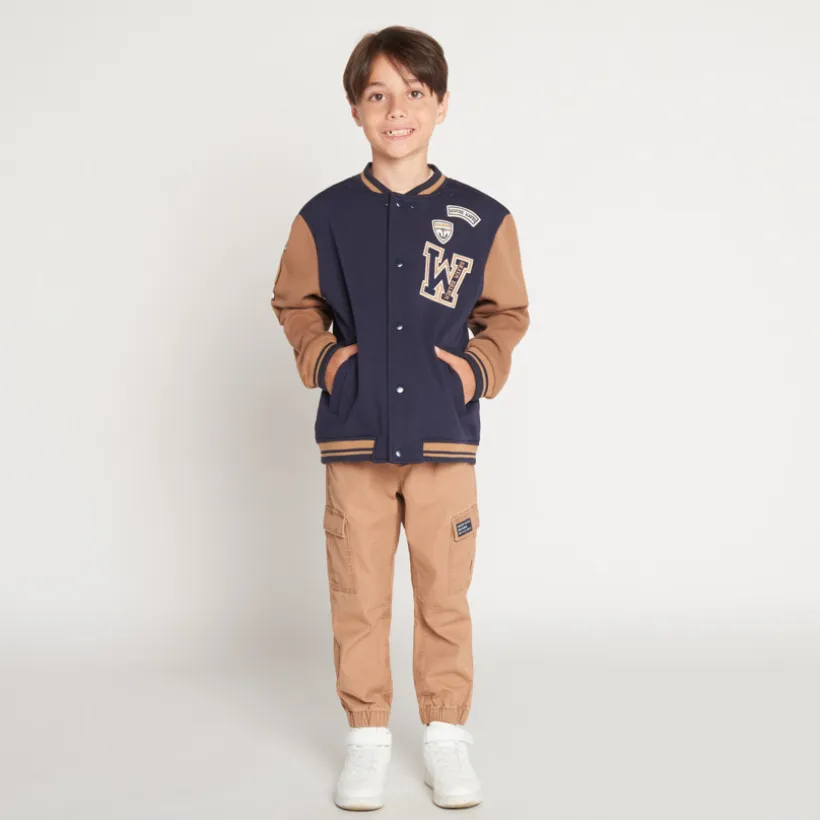 Fleecevest met kap en teddyboord jongens