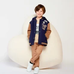 Fleecevest met kap en teddyboord jongens