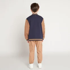 Fleecevest met kap en teddyboord jongens