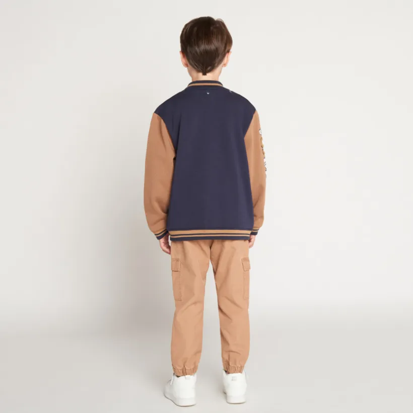Fleecevest met kap en teddyboord jongens