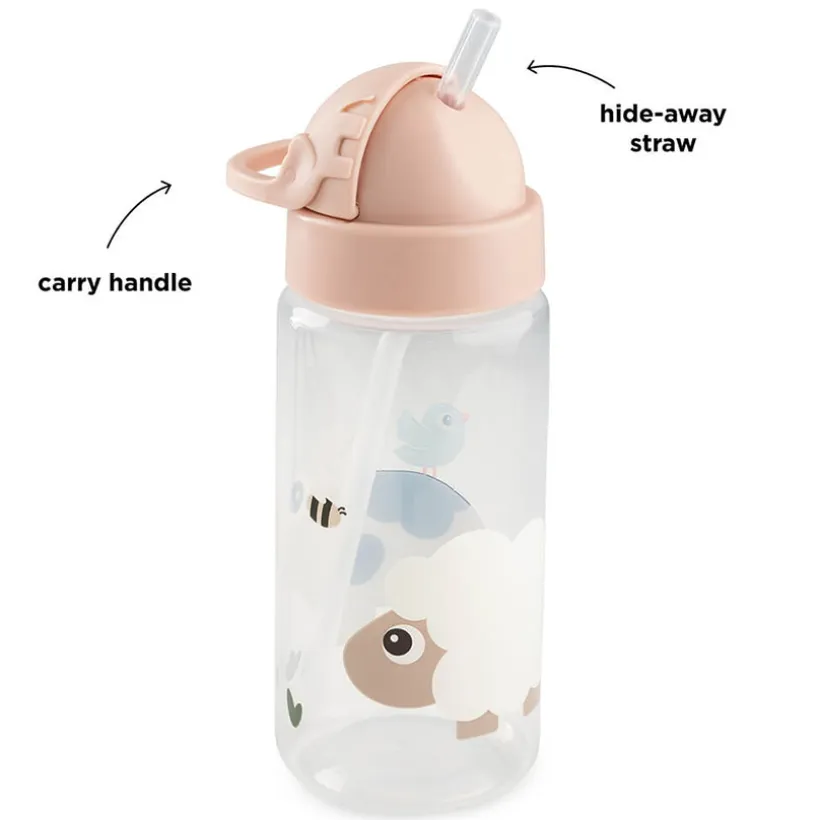 Fles met rietje Tiny Farm Roze 350ML