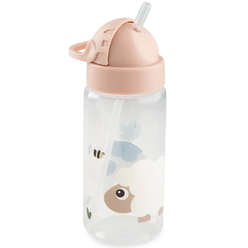 Fles met rietje Tiny Farm Roze 350ML