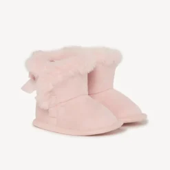 Flexibele laarsjes met nepbont en strik voor babymeisje