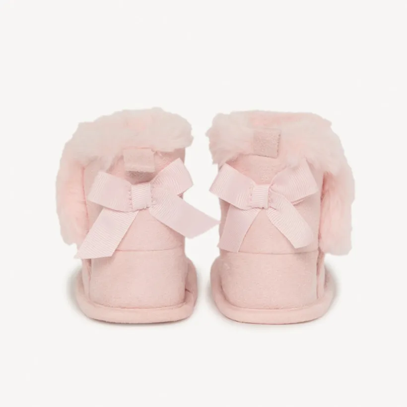 Flexibele laarsjes met nepbont en strik voor babymeisje