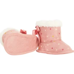 Flexibele laarsjes met nepbont en stippenprint voor babymeisje
