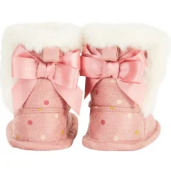 Flexibele laarsjes met nepbont en stippenprint voor babymeisje