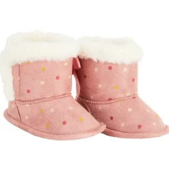 Flexibele laarsjes met nepbont en stippenprint voor babymeisje