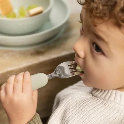 Flexibele lepel + vork set van roestvrij staal 8M+ Lindegroen