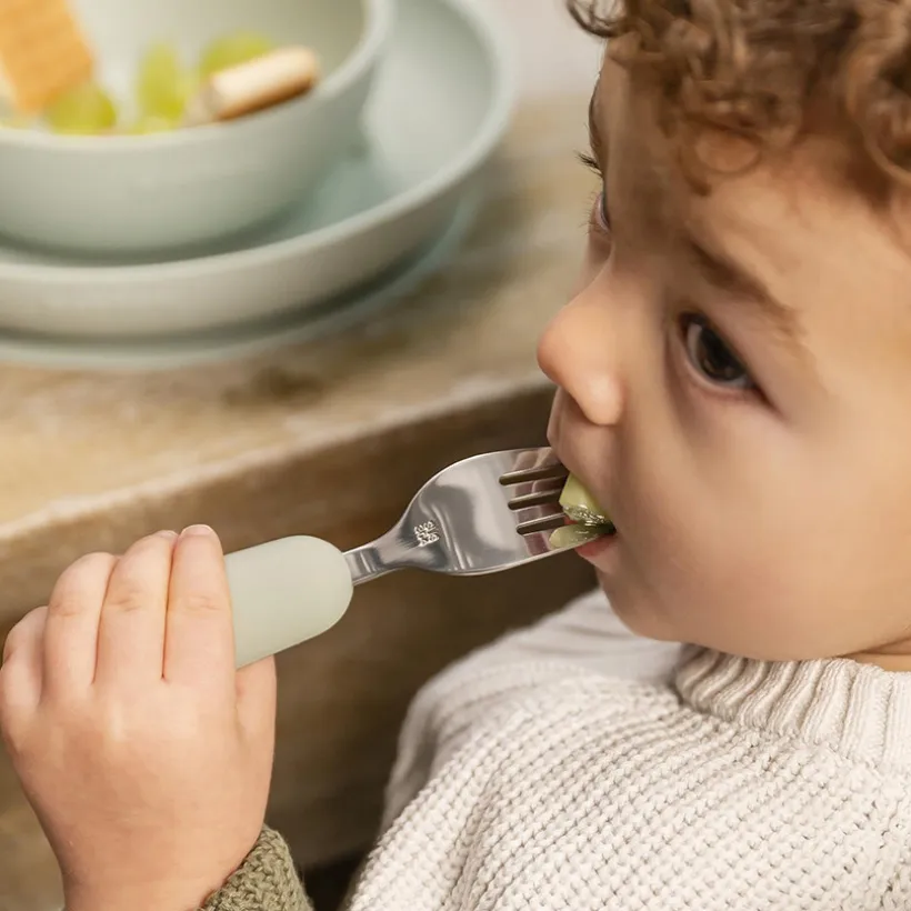 Flexibele lepel + vork set van roestvrij staal 8M+ Lindegroen