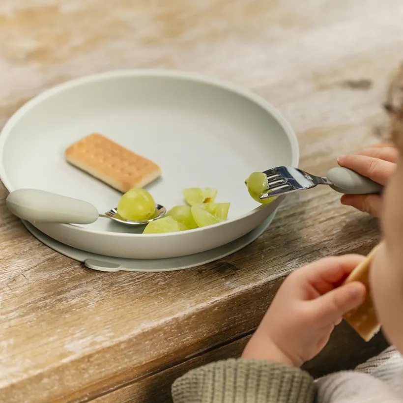 Flexibele lepel + vork set van roestvrij staal 8M+ Lindegroen