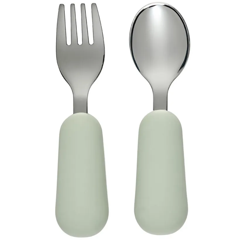 Flexibele lepel + vork set van roestvrij staal 8M+ Lindegroen