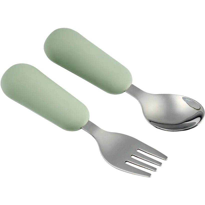 Flexibele lepel + vork set van roestvrij staal 8M+ Lindegroen