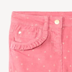 Fluwelen joggingbroek met fleece voering en gouden hartprint voor babymeisje