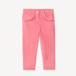 Fluwelen joggingbroek met fleece voering en gouden hartprint voor babymeisje