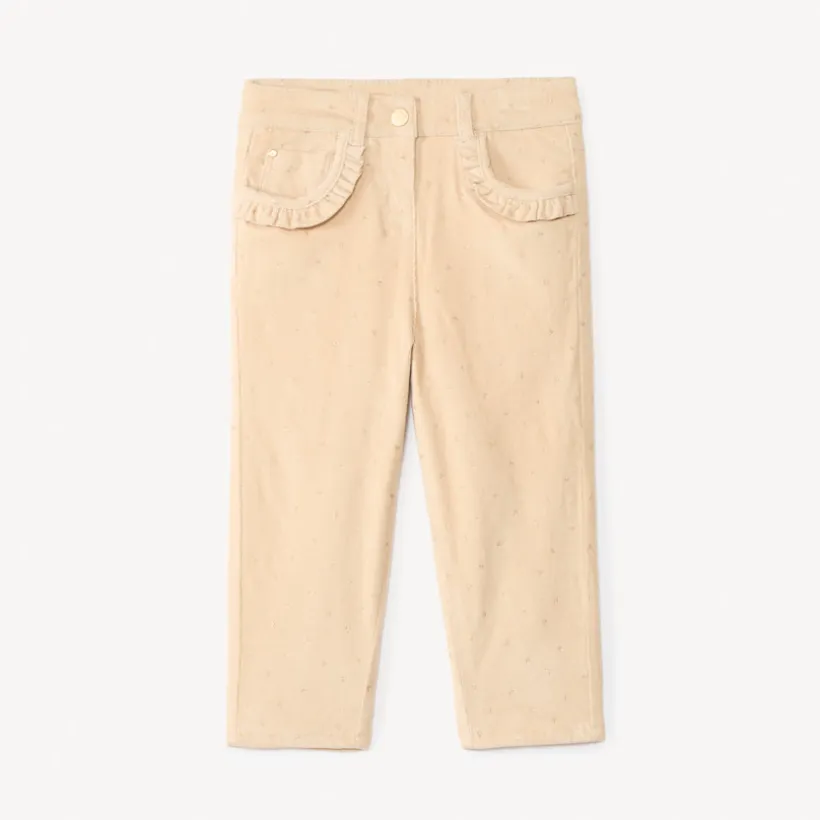 Fluwelen joggingbroek met fleece voering en gouden hartprint voor babymeisje