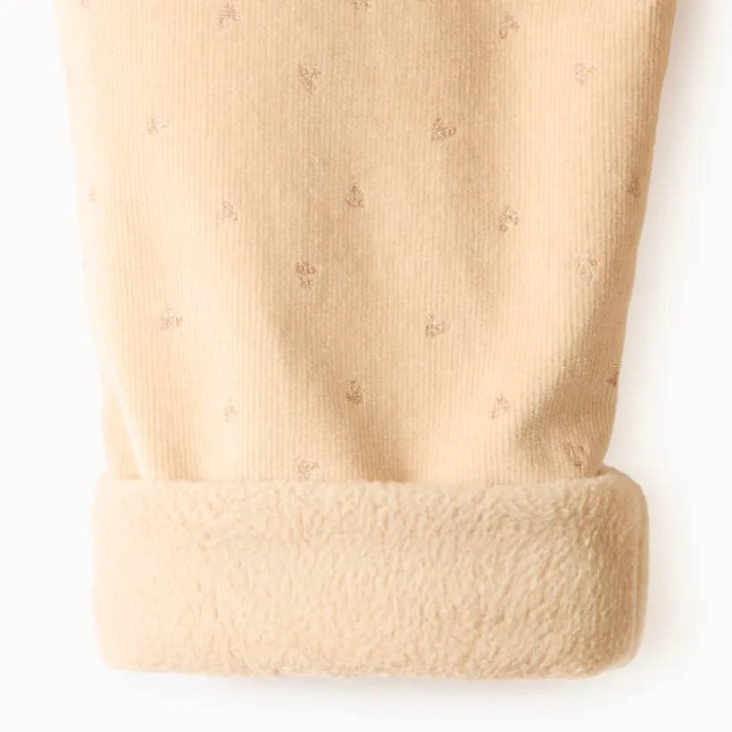Fluwelen joggingbroek met fleece voering en gouden hartprint voor babymeisje