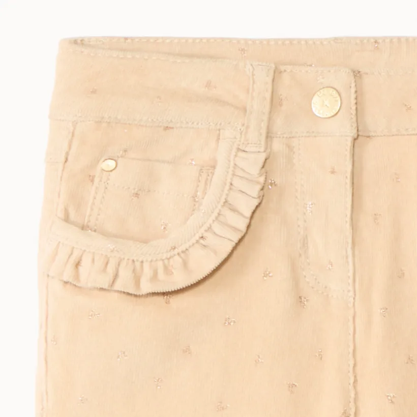Fluwelen joggingbroek met fleece voering en gouden hartprint voor babymeisje