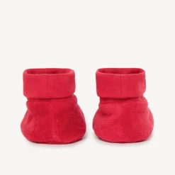 Fluwelen pantoffels met kerstkoekjespatroon voor babymeisje rood