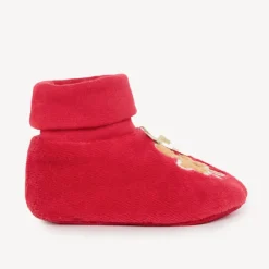 Fluwelen pantoffels met kerstkoekjespatroon voor babymeisje rood