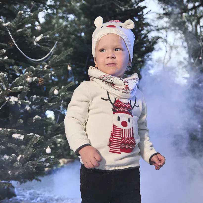 Fluwelen trui met geborduurde rendier voor baby jongen