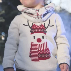 Fluwelen trui met geborduurde rendier voor baby jongen