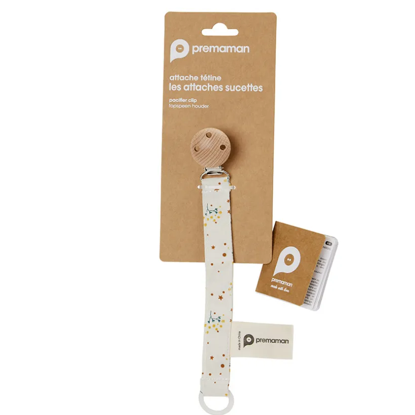 Fopspeenclip in hout met bloemen