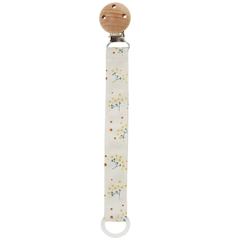 Fopspeenclip in hout met bloemen