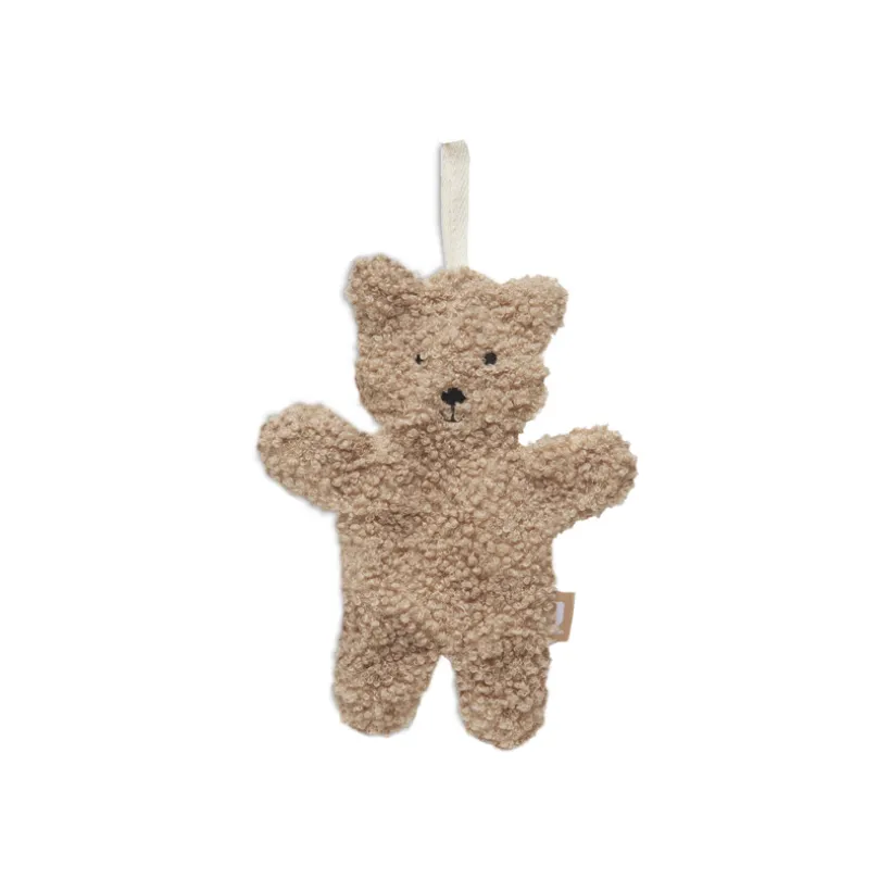 Fopspeenclip Teddy Bear Biscuit in zachte bouclé stof