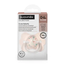 Fopspeen fysiologische tepel siliconen SX PRO Wonderland Butterfly 0-6M versierd in roze