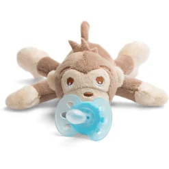 Fopspeenhouder knuffel + Fopspeen soft 0-6m - Aap