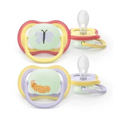 Fopspeen silicone Ultra Air Night 0-6m 2stks Mix - Kleur willekeurig