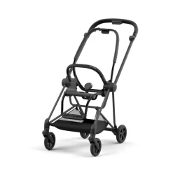 Frame voor Mios kinderwagen mat zwart, licht aluminium, met verstelbare duwstang en prikvrije wielen