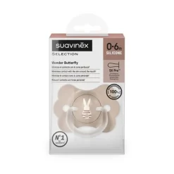 Fysiologische silicone fopspeen SX PRO Wonderland Vlinder 0-6M met beige decoratie