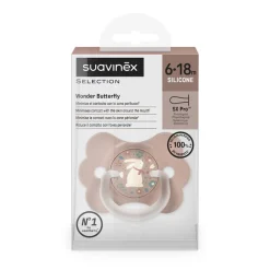 Fysiologische siliconen fopspeen SX PRO Wonderland Vlinder 6-18M versierd in roze