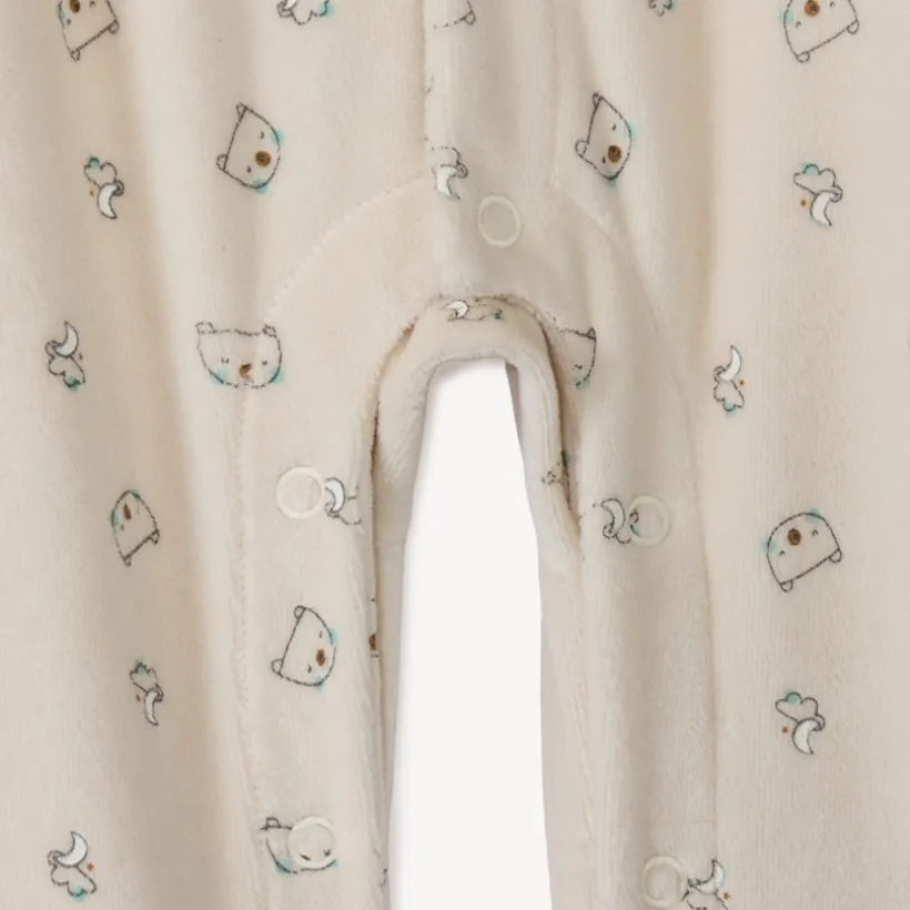 Geboorteset 3-delig met pyjama in fluweel en berenprint voor baby