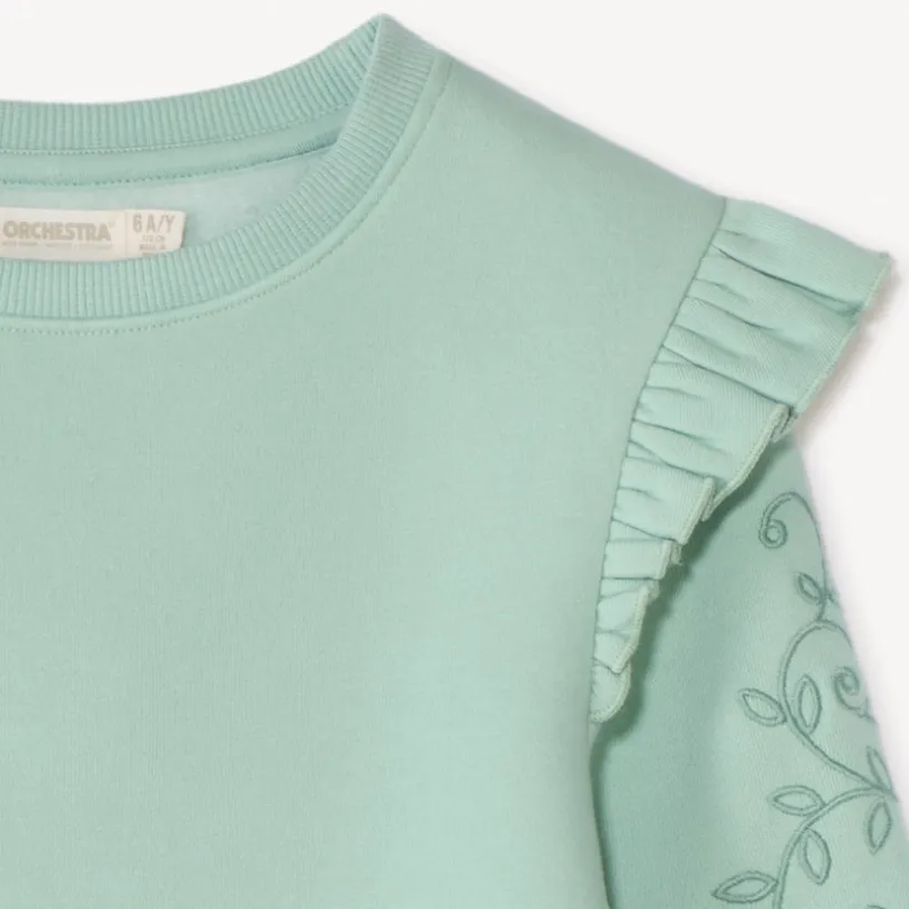 Geborduurde en volantachtige sweatstof meisjes